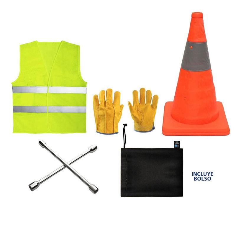 TECGO - Kit de Emergencia de Vehiculo 4 Piezas