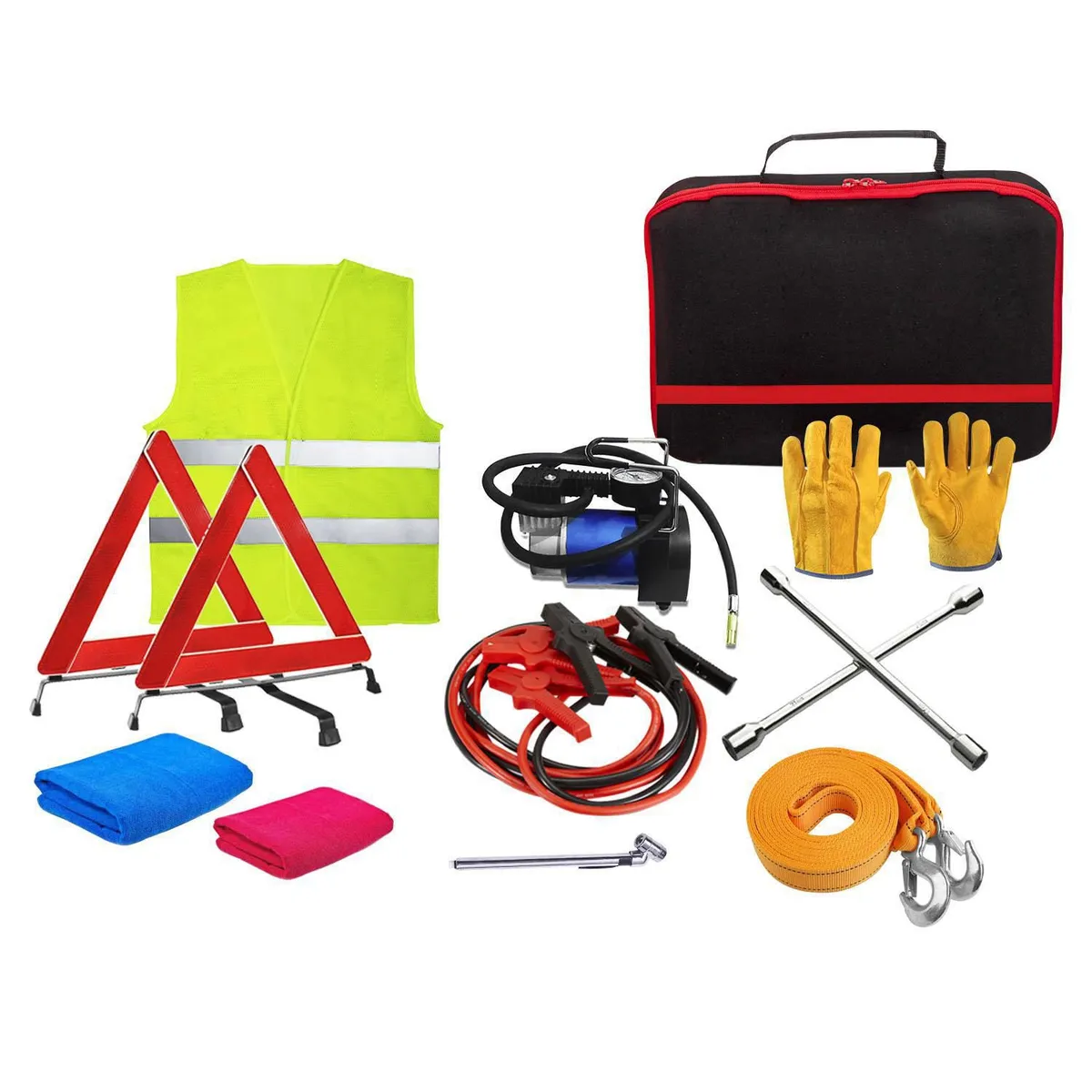 TECGO - Kit de Emergencia de Vehiculo 10 Piezas