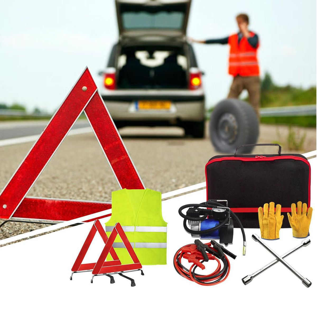 TECGO - Kit de Emergencia de Vehiculo 6 Piezas