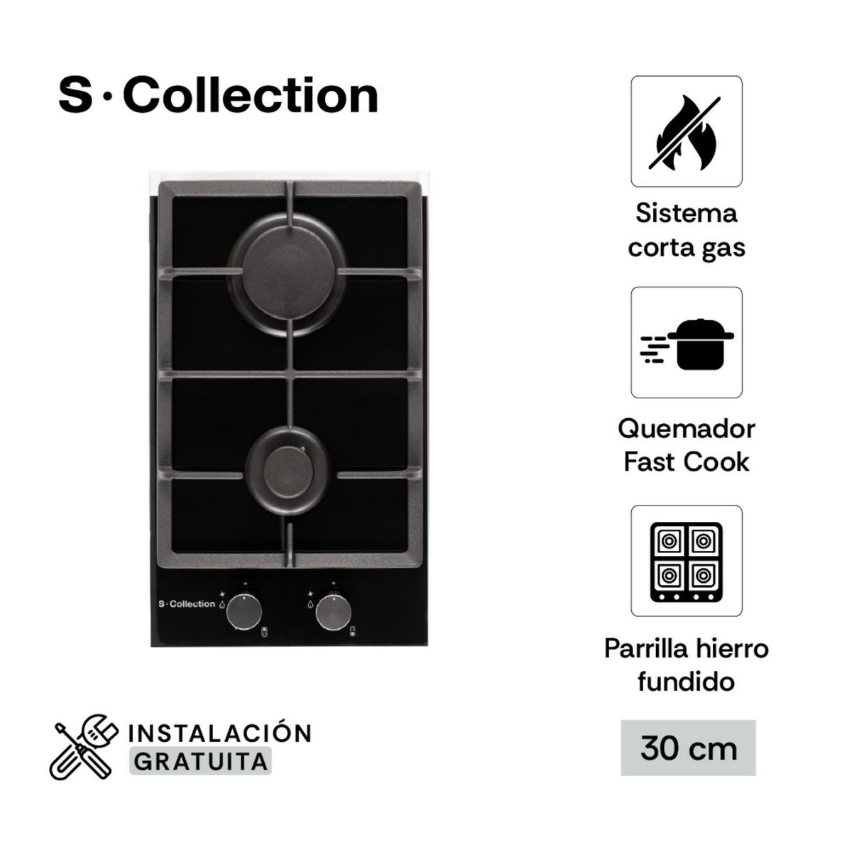 SCOLLECTION - Encimera Empotrable A Gas 2 Hornillas S-Collection 3120SOLCO061