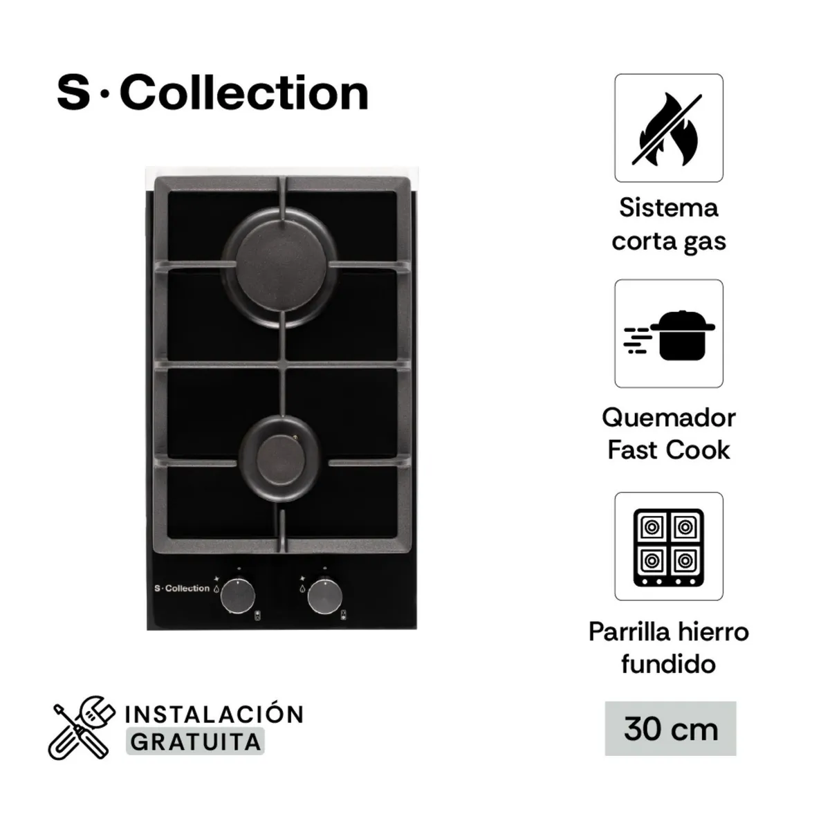 SCOLLECTION - Encimera Empotrable A Gas 2 Hornillas S-Collection 3120SOLCO061