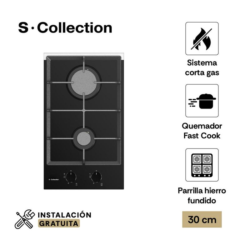  - Cocina empotrable Gas Sole Sc 3120SOLCO061 X2 Quemadores