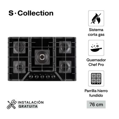 Encimera Empotrable A Gas 5 Hornillas S-Collection 3120SOLCO060