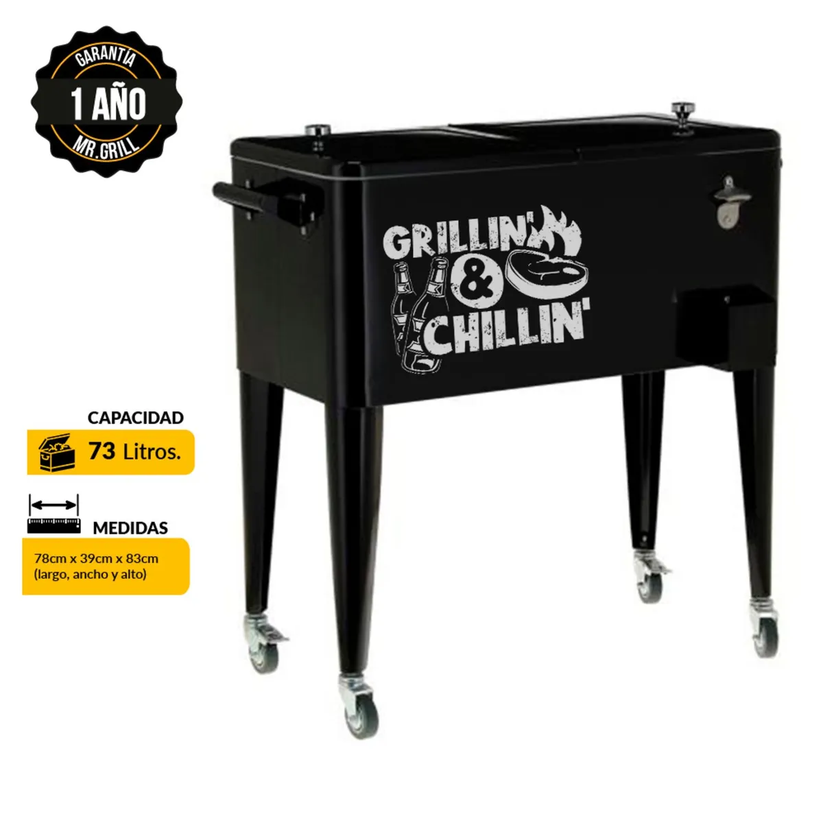 MR GRILL - Cooler Mr Grill Negro 73 L