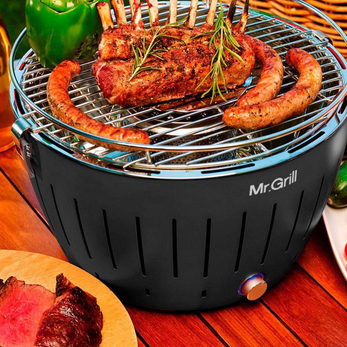 MR GRILL - Parrilla a Carbón Portátil Turbo Negro