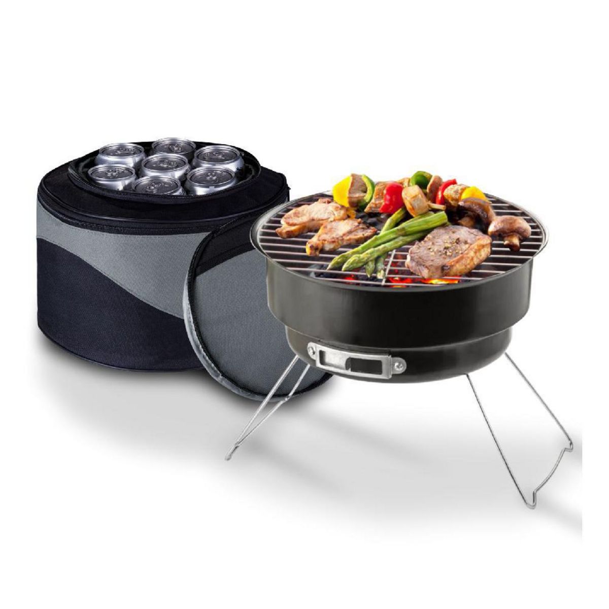 MR GRILL - Parrilla a Carbón Mr Grill Mini 28.5x23.5x29.5cm Portátil con Cooler