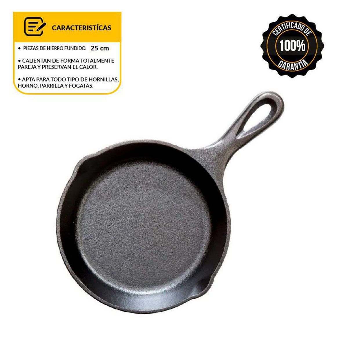 MR GRILL - Sartén De Hierro Fundido Mr Grill 25 cm