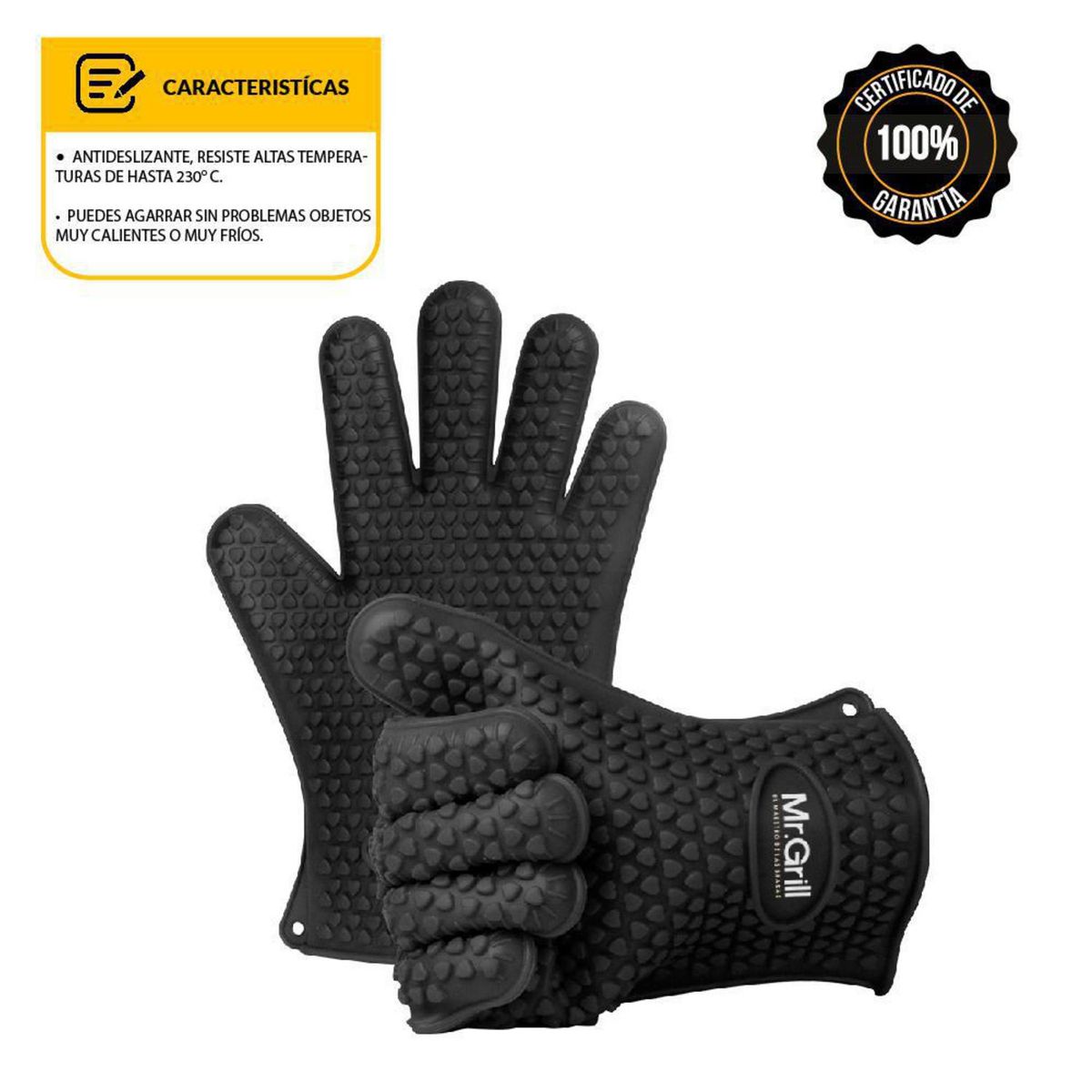 MR GRILL - Guantes De Silicona De Alta Resistencia Negro