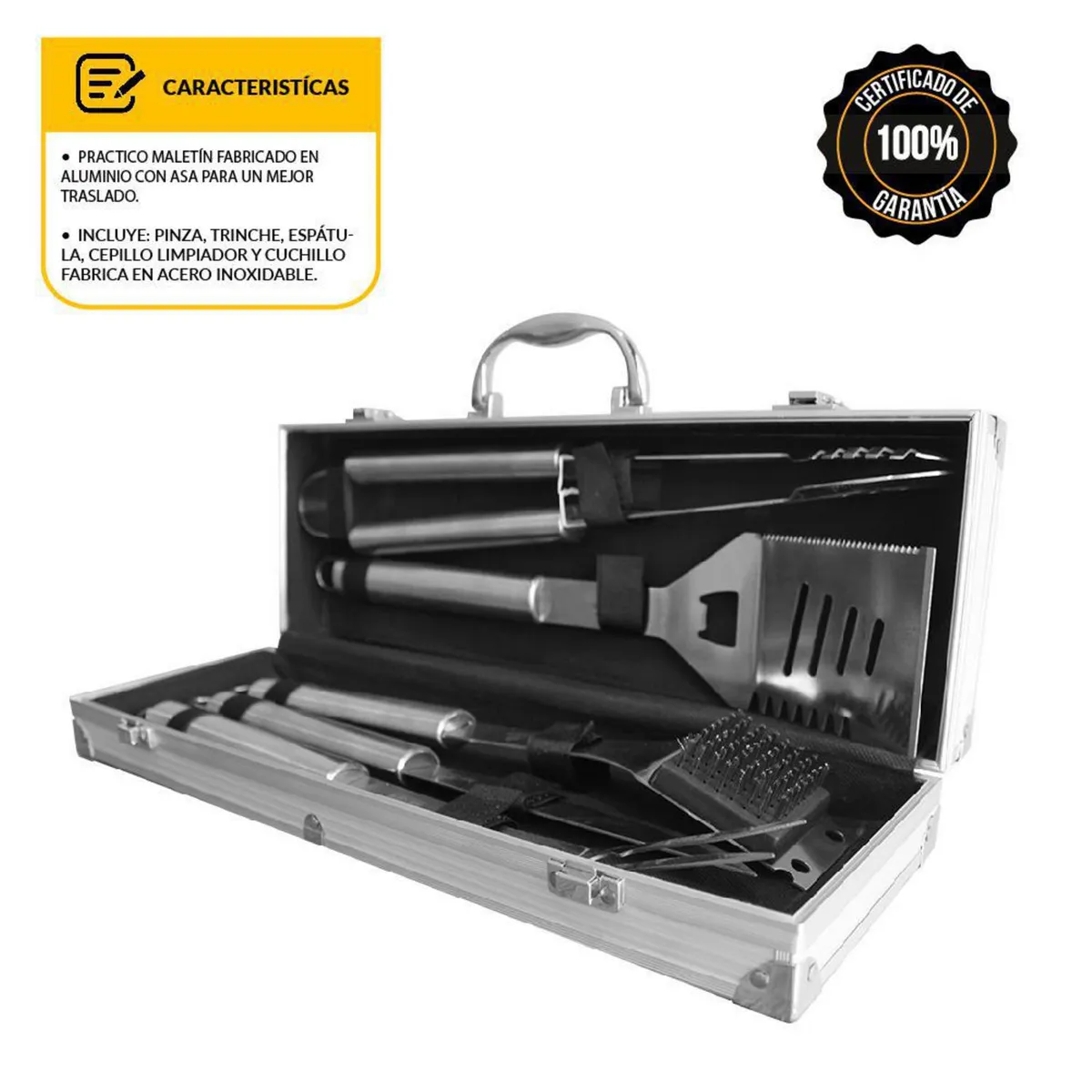 MR GRILL - Maletín De Aluminio BBQ X5 Piezas