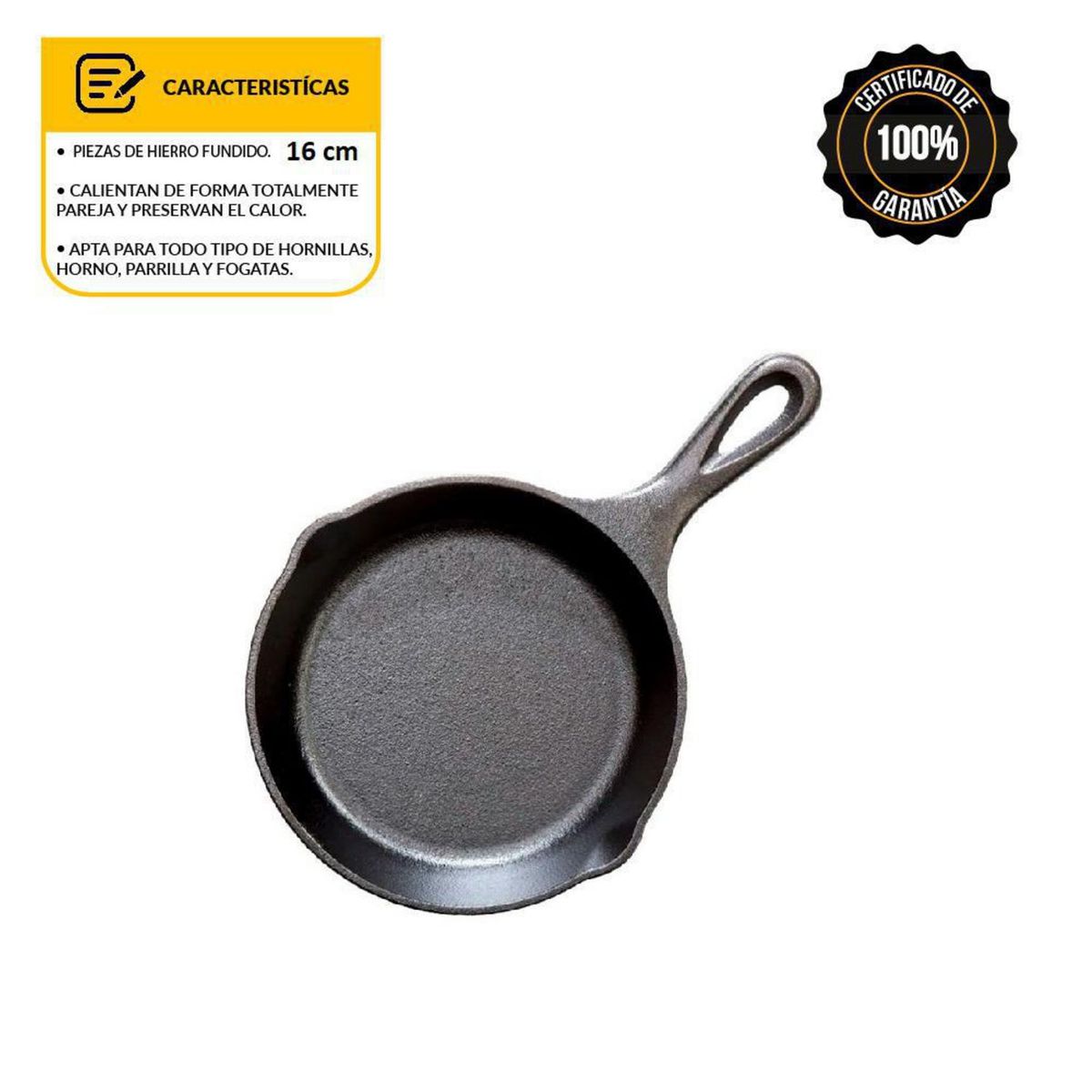 MR GRILL - Sartén De Hierro Fundido Mr Grill 16 cm