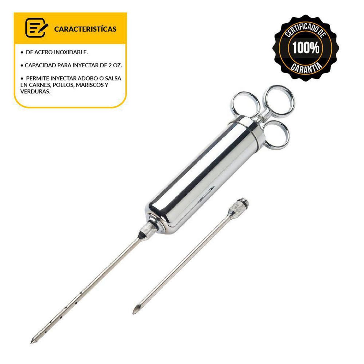 MR GRILL - Inyector de Acero Inoxidable para carnes