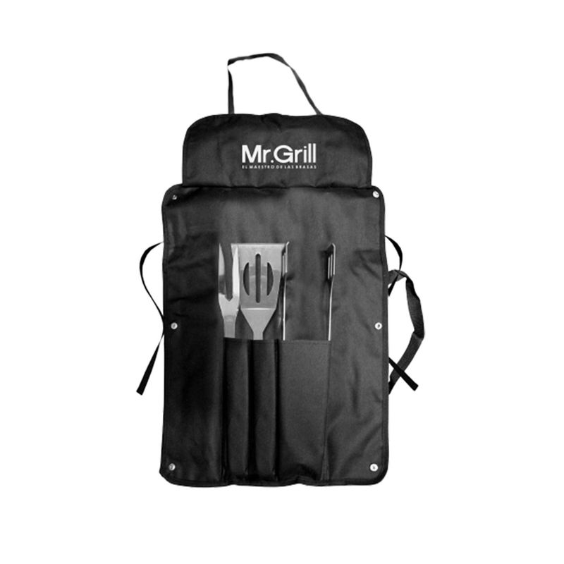 MR GRILL - Mandil con Utensilios BBQ 3 Piezas