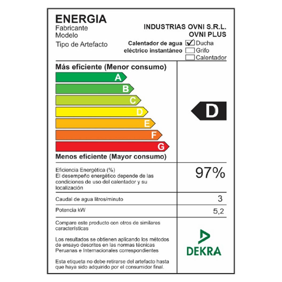 GENERICO - Ducha Eléctrica Plus 5200W