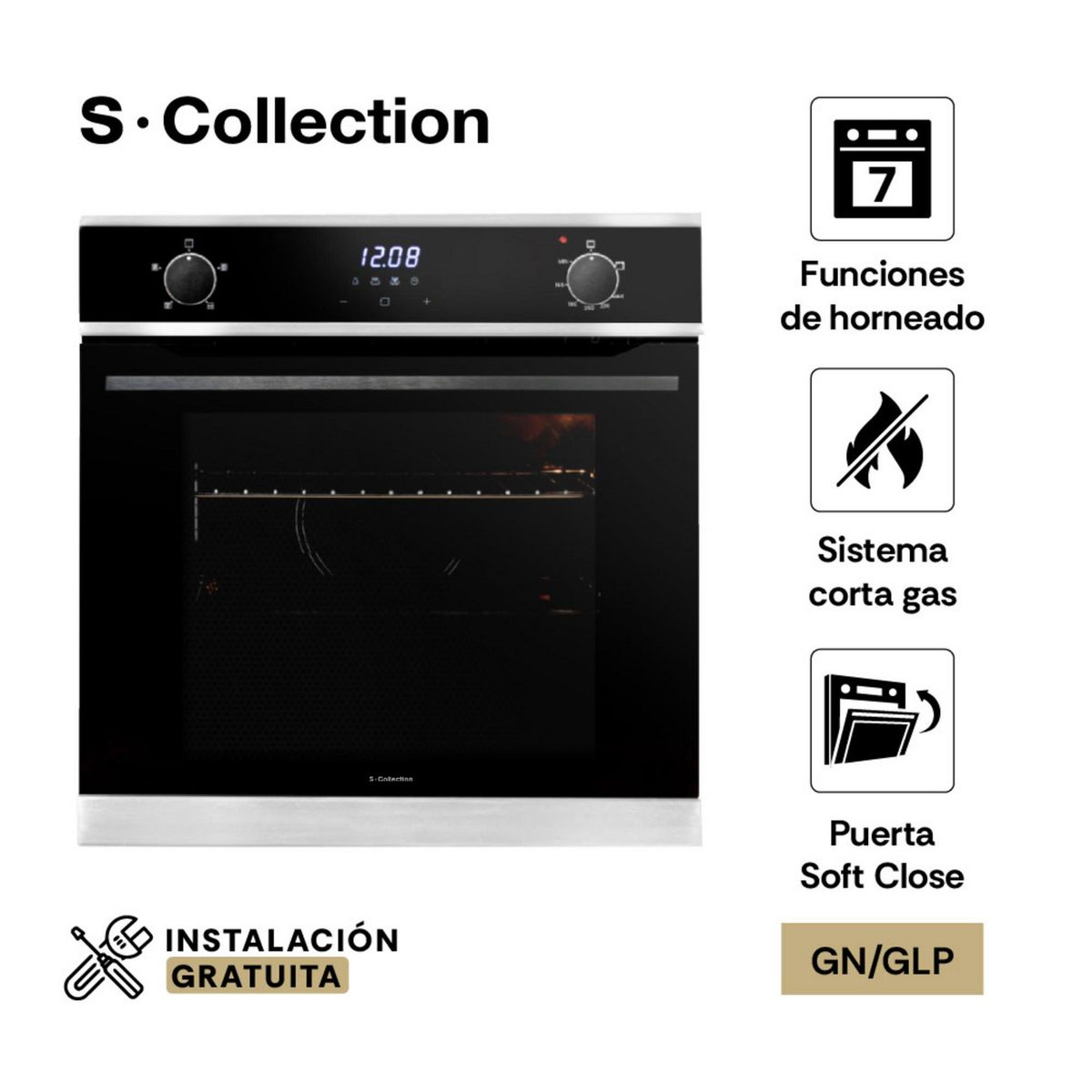 SCOLLECTION - Horno Empotrable Scollection Full Touch A Gas 70L