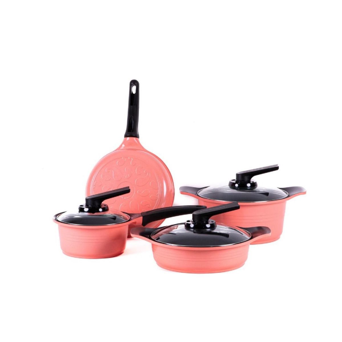 ROICHEN - Juego de Ollas Burnt Coral 7 Piezas