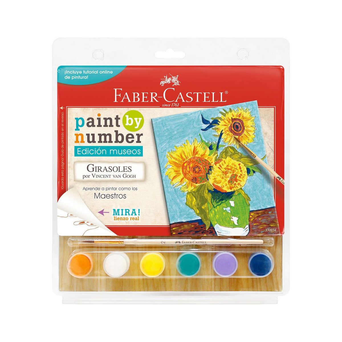 FABER CASTELL - Lienzo Girasoles + 6 Pinturas Acrílicas