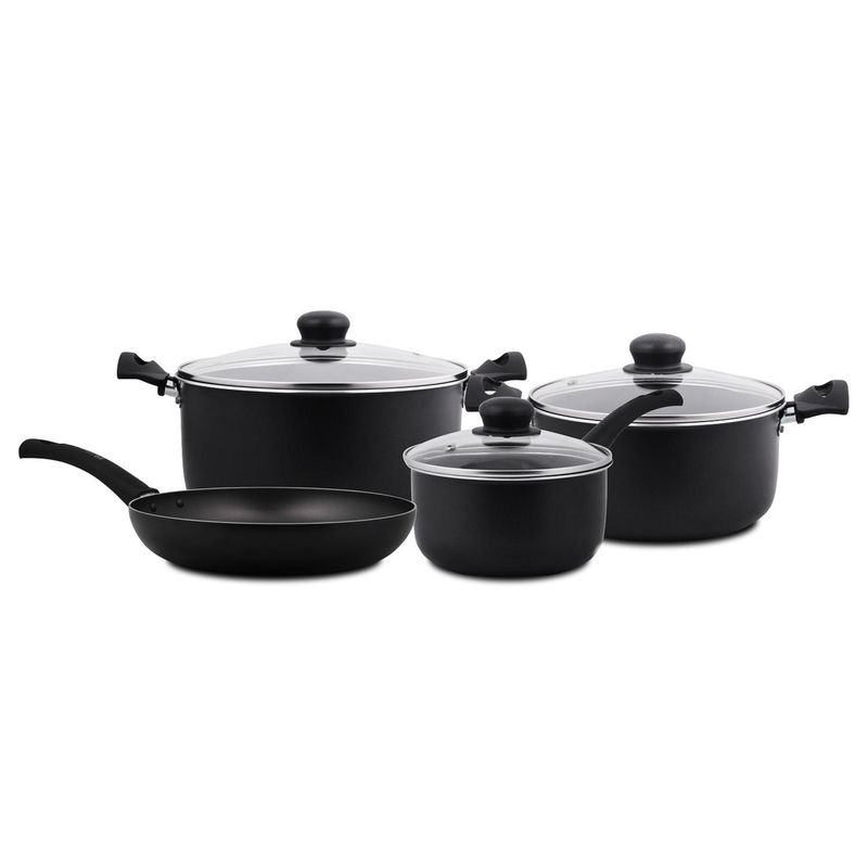 FACUSA - Set de Ollas Aluminio Antiadherente 7 Piezas Nova Negro