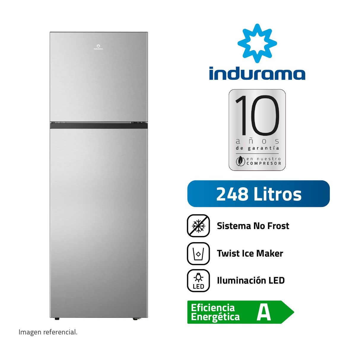 INDURAMA - Refrigeradora Indurama Top Freezer 267 Litros RI-389 