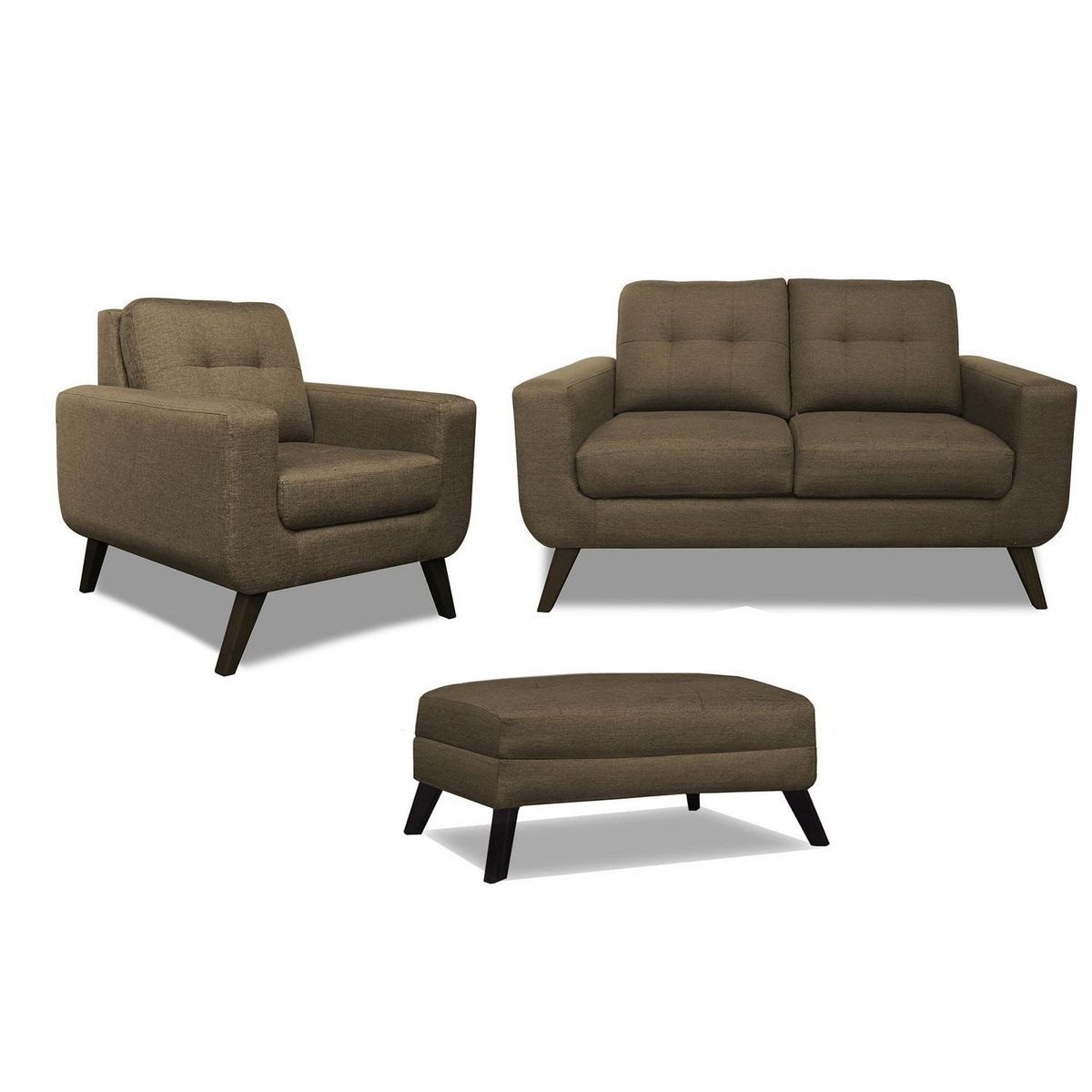 CASA BELLA - Juego de Sala 2-1 + Banqueta Nefer Marrón