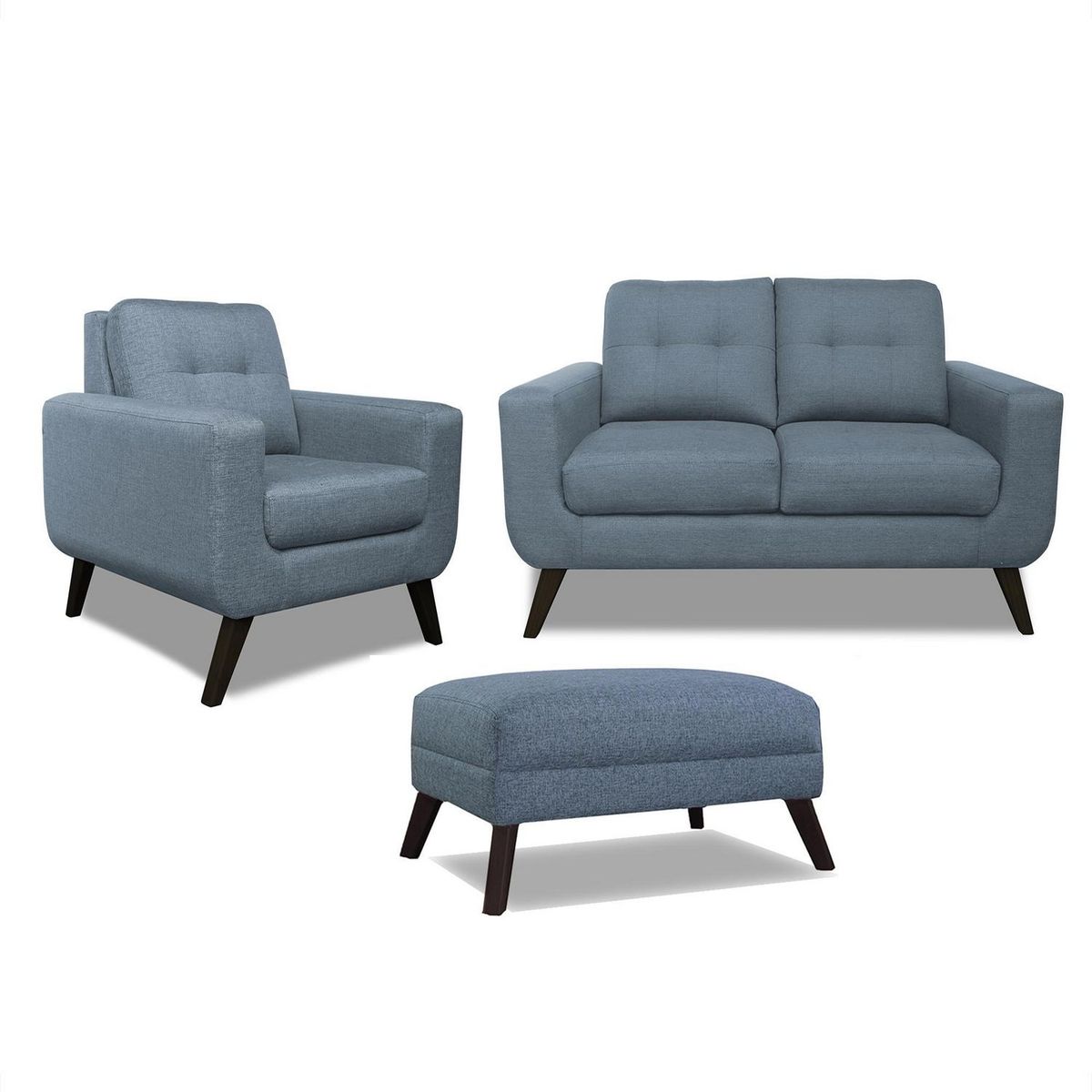 CASA BELLA - Juego de Sala 2-1 + Banqueta Nefer Acero