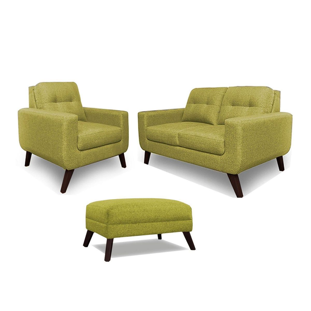 CASA BELLA - Juego de Sala 2-1 + Banqueta Nefer Verde