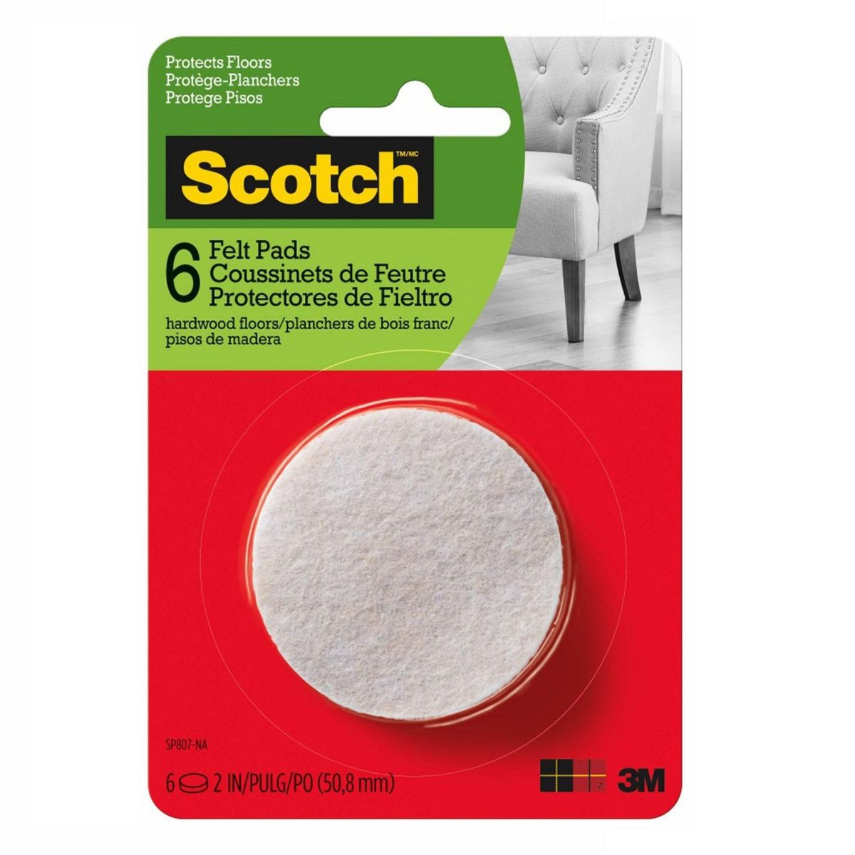 SCOTCH - Pads de Felpa Circulares Beige 5x5 cm. x 6 unid.