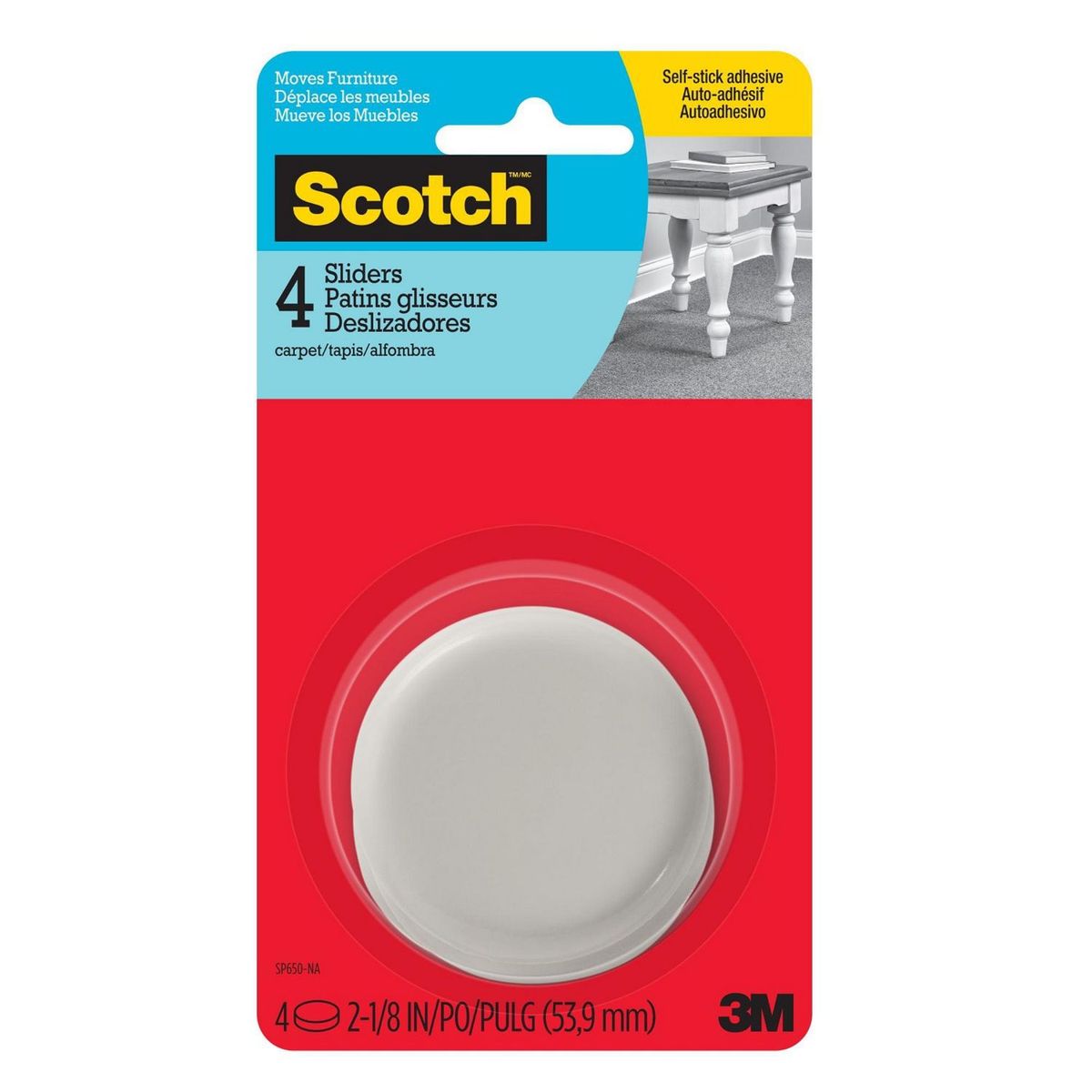 SCOTCH - Pads de Felpa Deslizantes Gris 5.3x5.3 cm. x 4 unid.