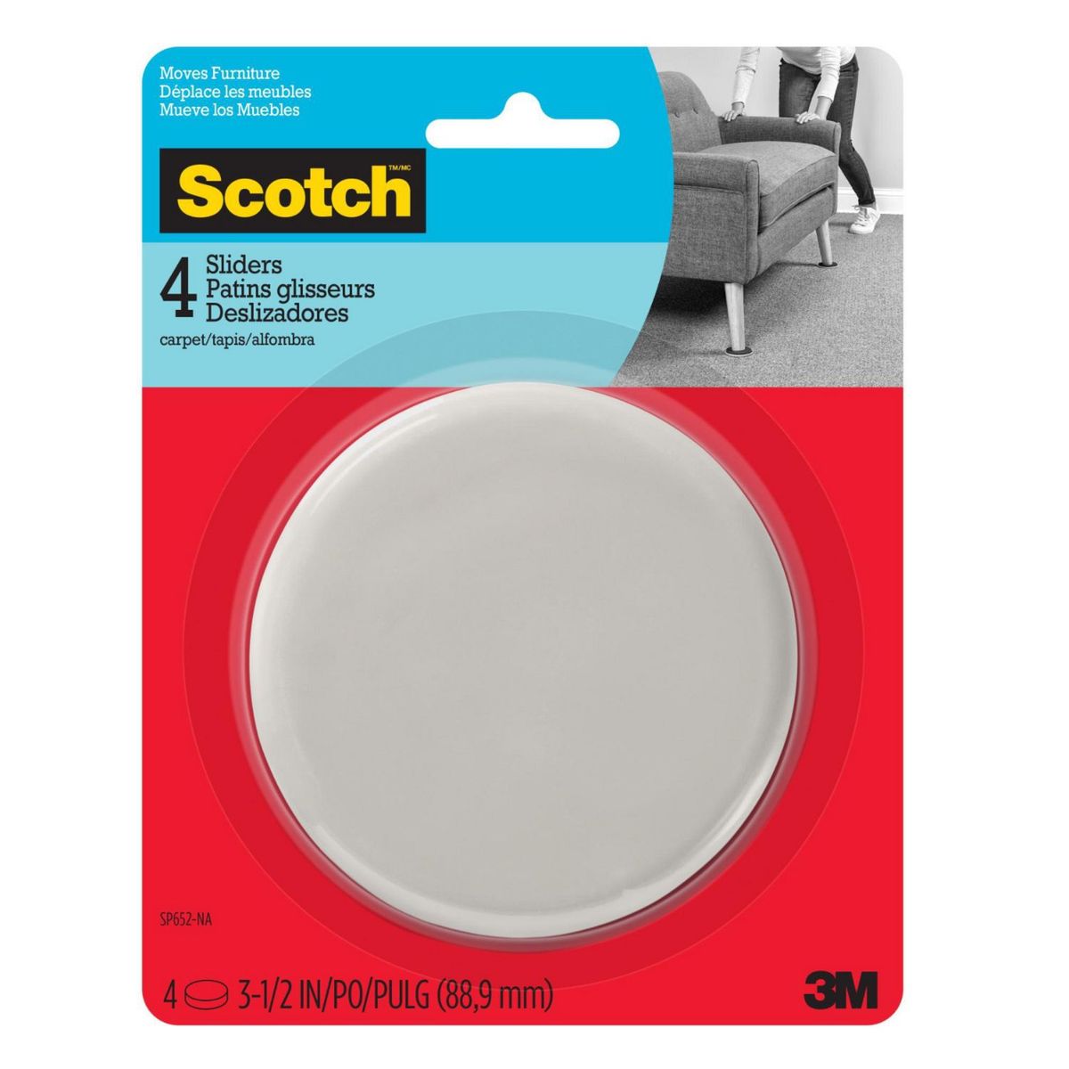 SCOTCH - Pads de Felpa Deslizantes Gris 8.9 cm. x 4 unid.