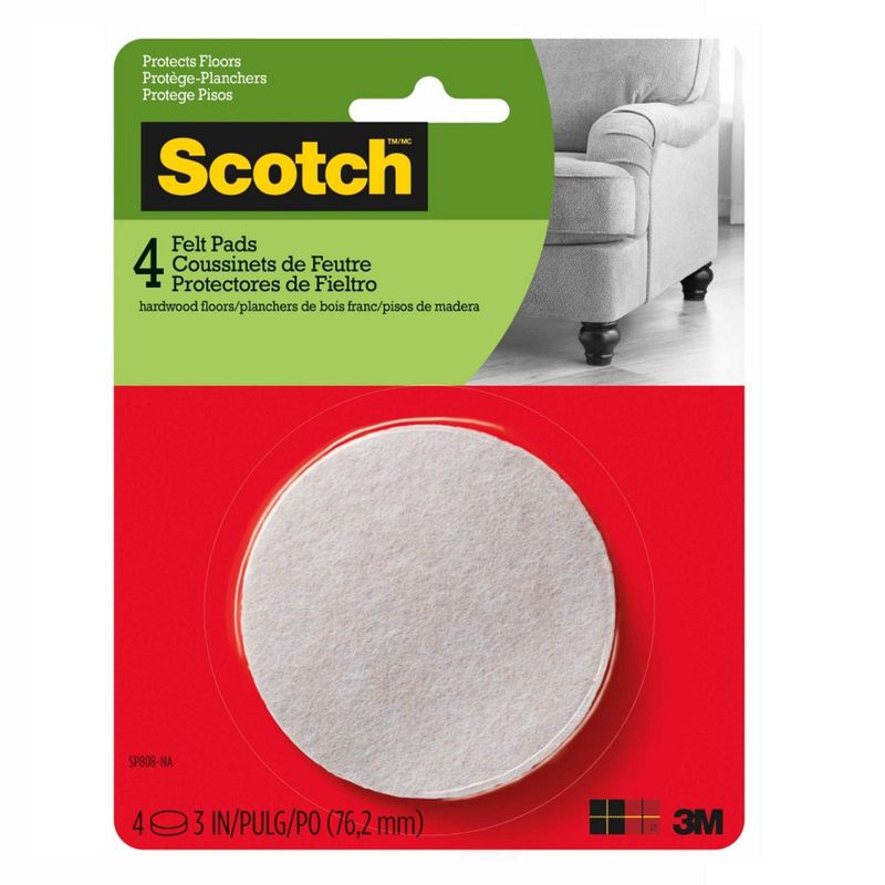 SCOTCH - Pads de Felpa Circulares Beige 7.6x7.6 cm. x 4 unid.