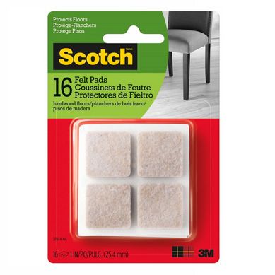 Pads de Felpa Adhesivas Cuadradas Beige 5x5 cm. x 16 unid.
