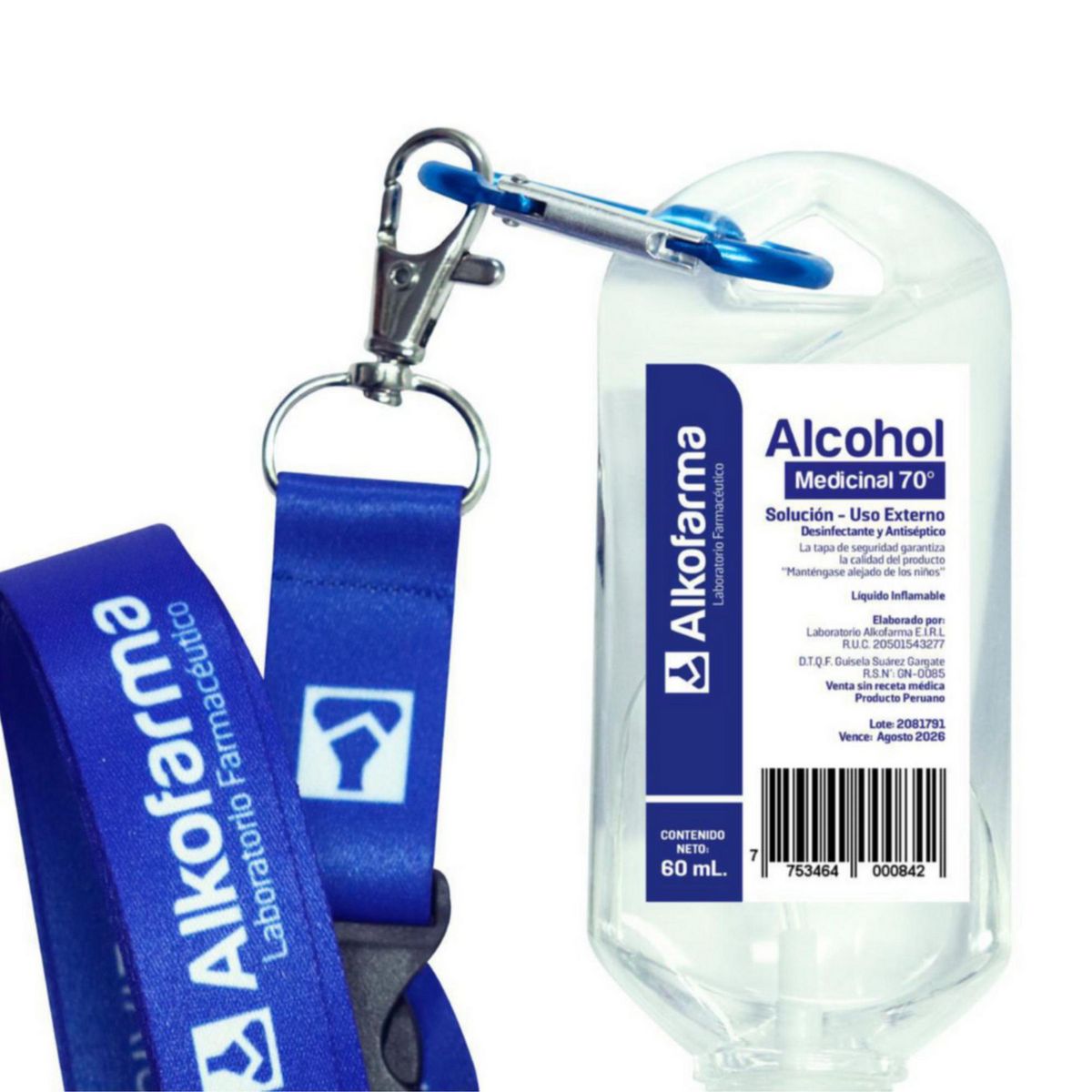 Lanyard Alcohol Medicinal 70° 60 ml., marca ALKOFARMA - Foto 2
