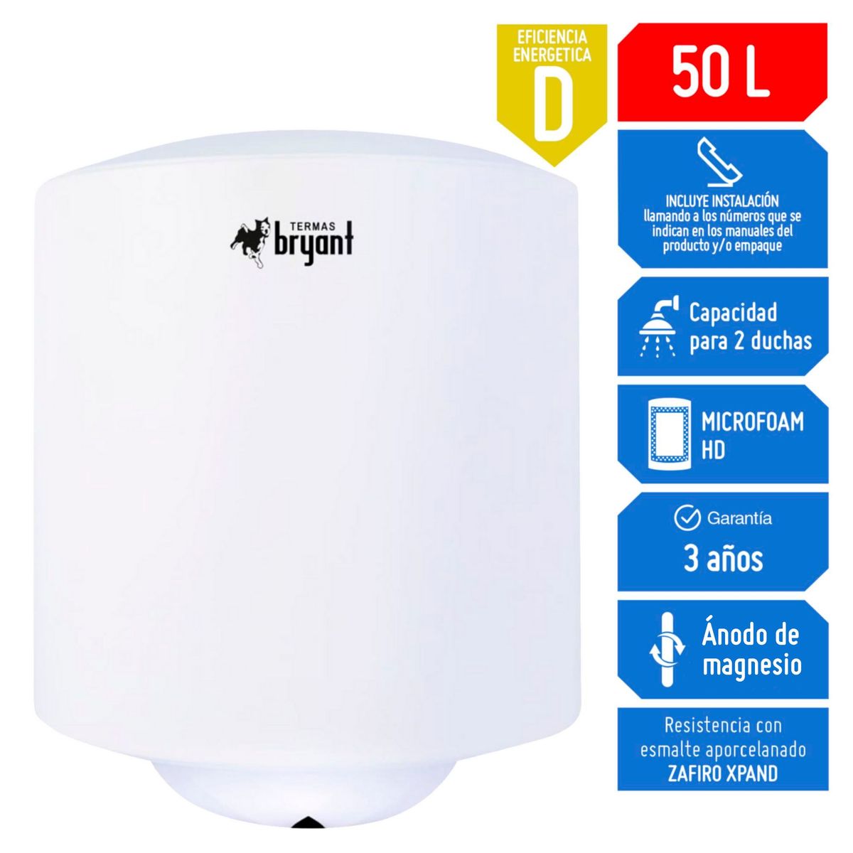 GENERICO - Terma Eléctrica Bryant Basic Zafiro 50 litros