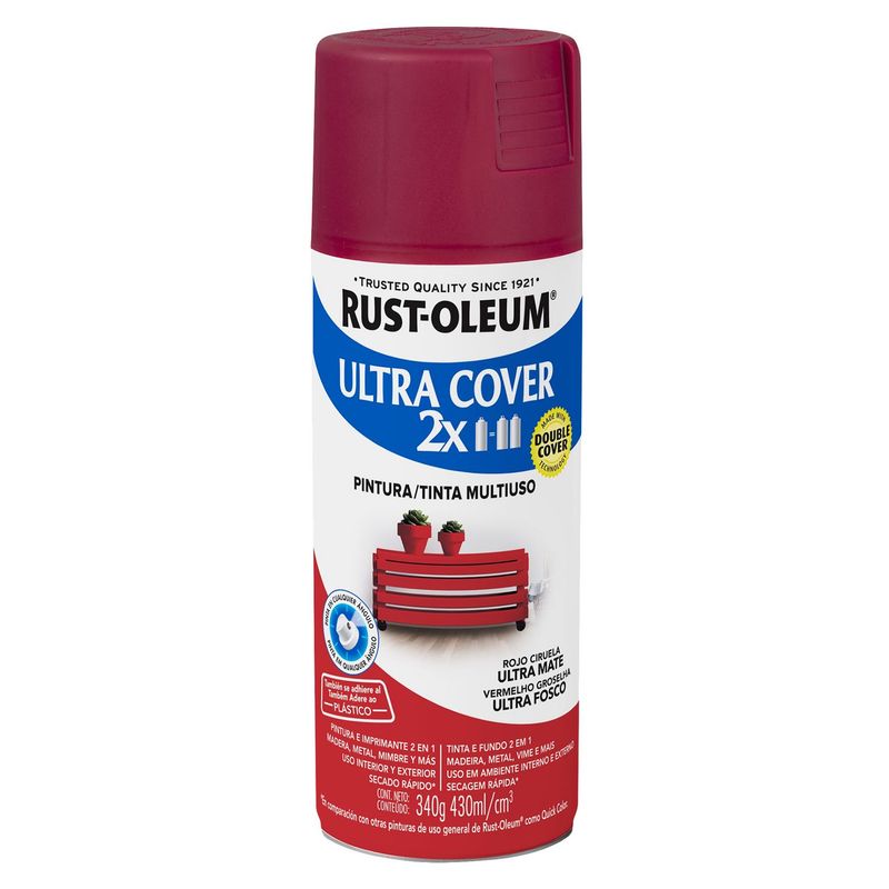 RUST OLEUM - Pintura Aerosol Ultra Cover Rojo Ciruela 340gr