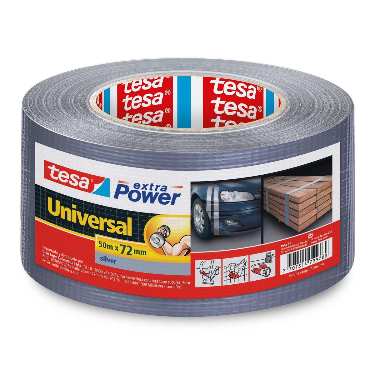 TESA - Cinta Adhesiva Multiusos EXTPW Gris 72 mm. x 50 m.