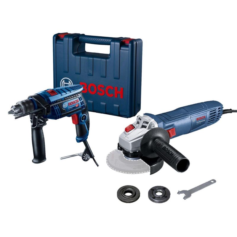 BOSCH - Taladro percutor Bosch GSB 13 RE 750W + Amoladora Bosch GWS 700 - 710W + Bolso