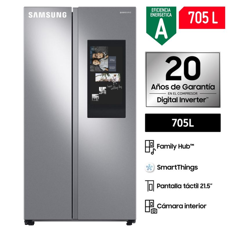 SAMSUNG - Refrigeradora Samsung Side by Side 2 Puertas 705 Litros RS28A5F61SR/PE