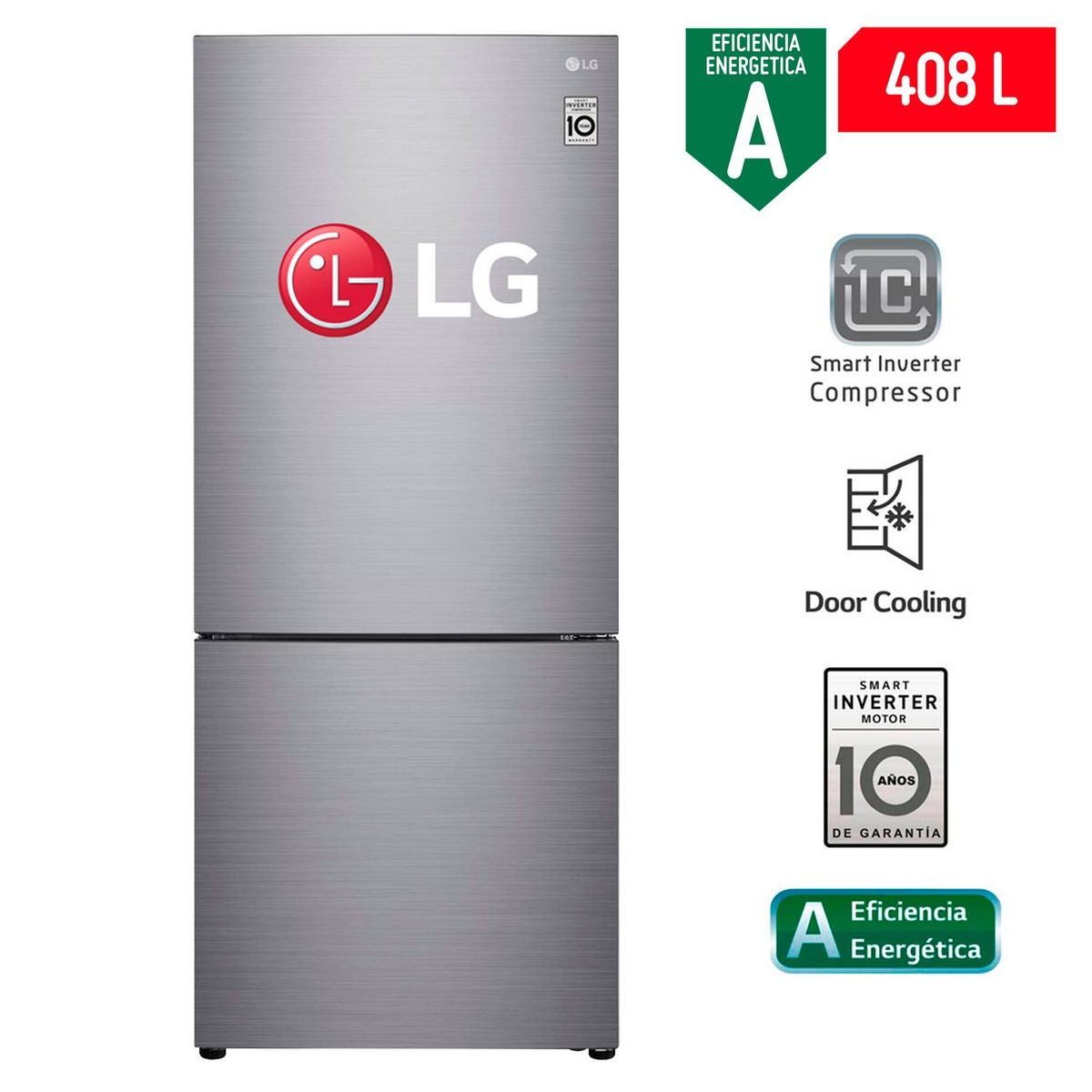LG - Refrigeradora Lg Bottom Freezer 408 Litros GB41BPP