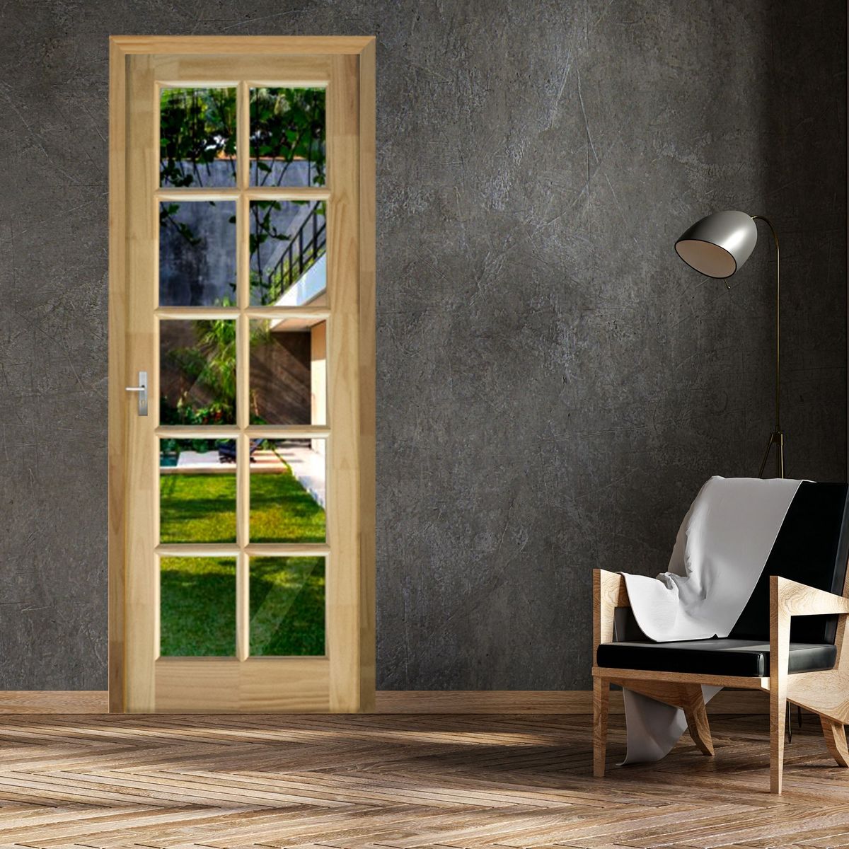 DIMFER - Puerta Principal Vidriada de Madera Pino FJ Zaragoza