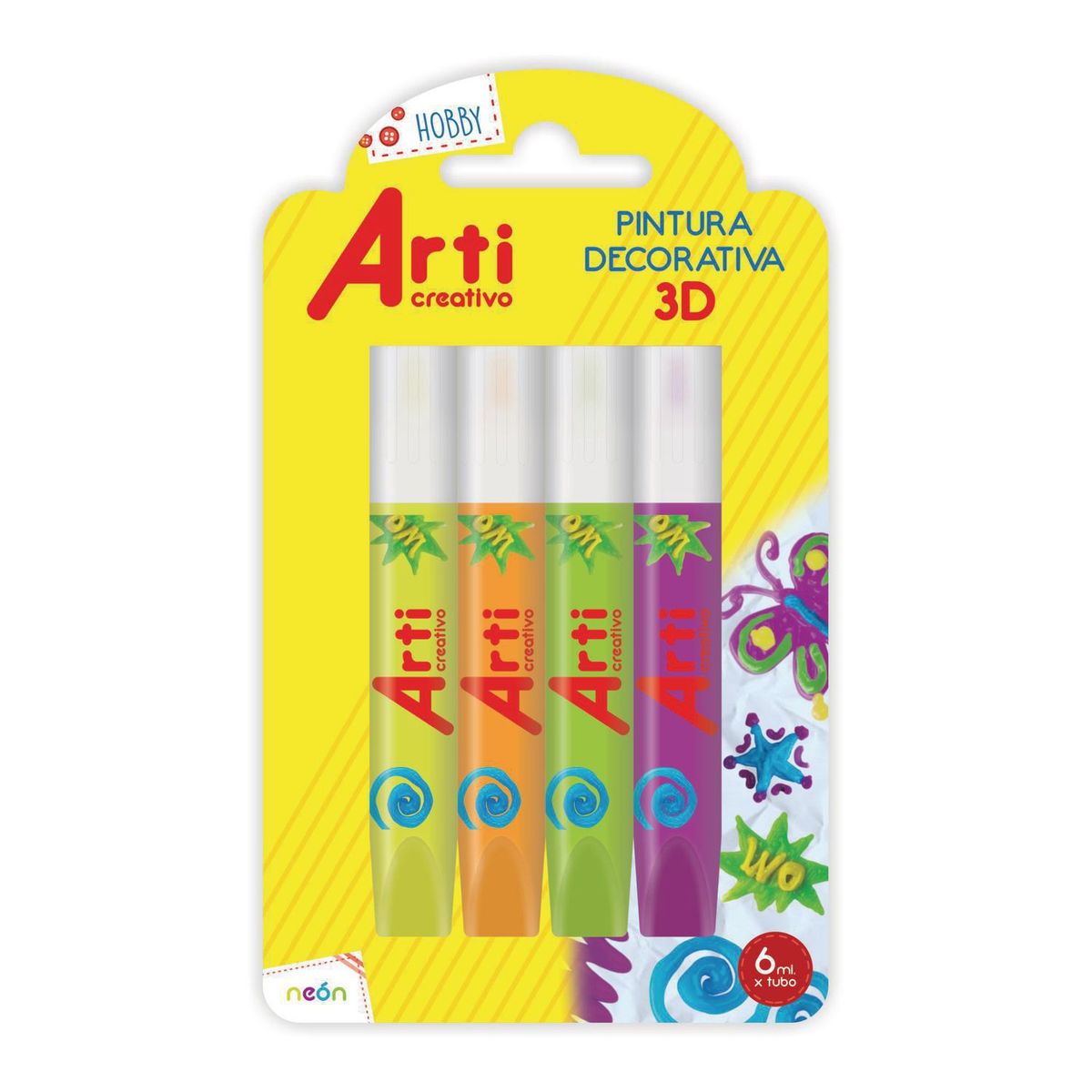 ARTI - Pack x4 Pintura Acrílica 3D Neón