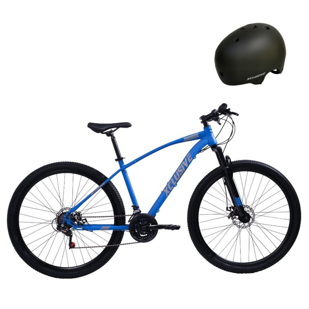 XCLUSIVE - Bicicleta Acero Xclusive Aro 29 Azul + Casco Negro L