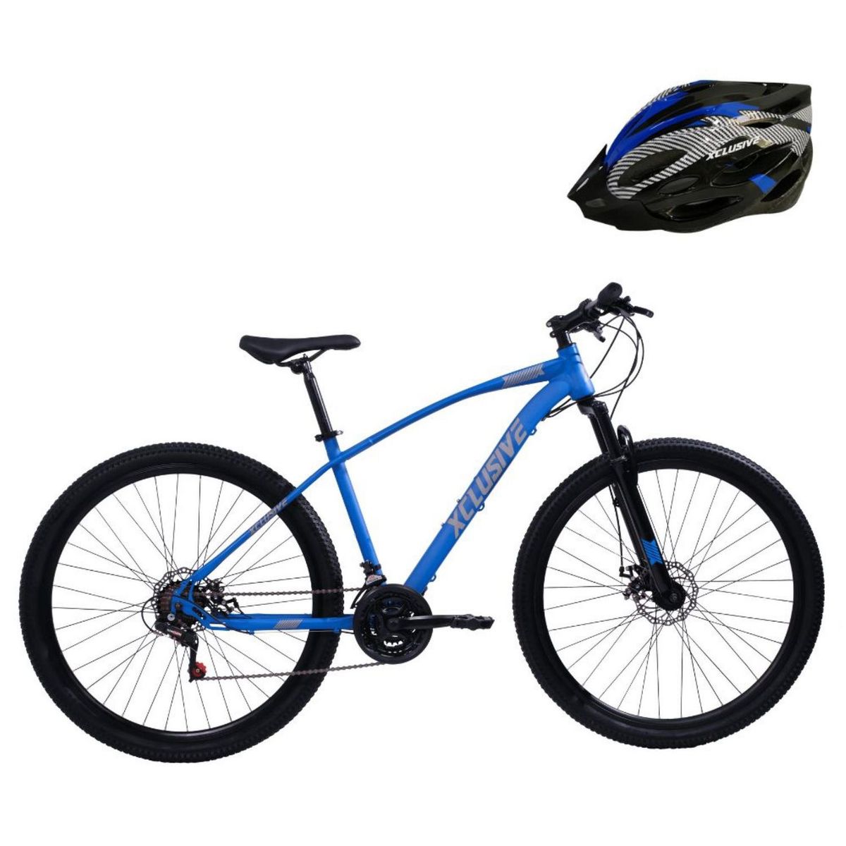 XCLUSIVE - Bicicleta Acero Xclusive Aro 29 Azul + Casco Mtb Azul L