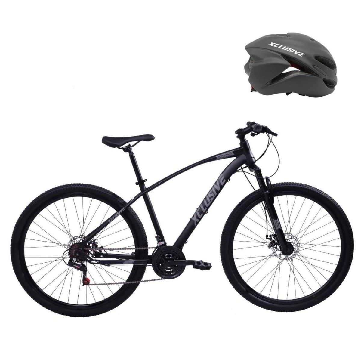 XCLUSIVE - Bicicleta Acero Xclusive Aro 29 Negra + Cascos Mtb Negro M