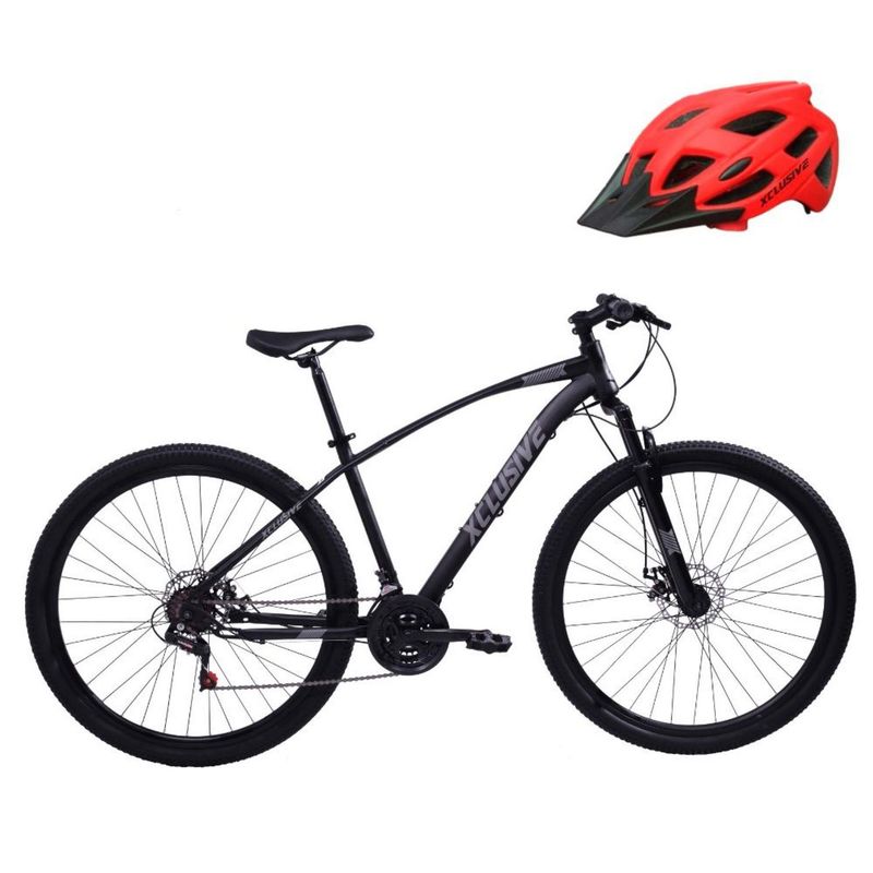 XCLUSIVE - Bicicleta de Acero Xclusive Aro 29 Negra + Cascos Rojo M/L