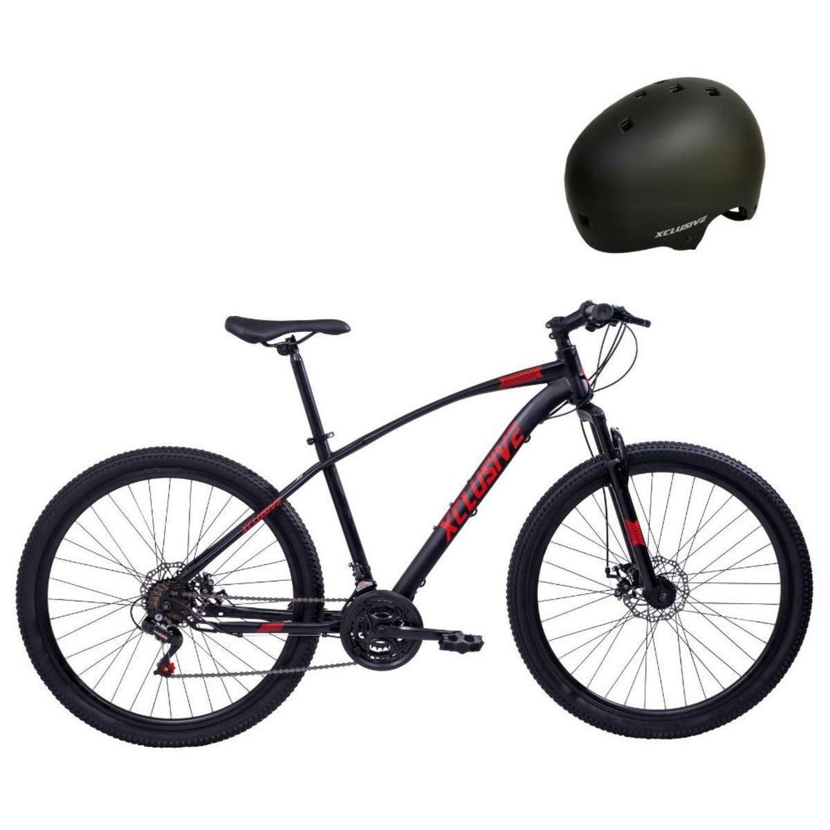 XCLUSIVE - Bicicleta de Acero Xclusive Aro 27 N/R + Cascos Xclusive Urbano Negro L