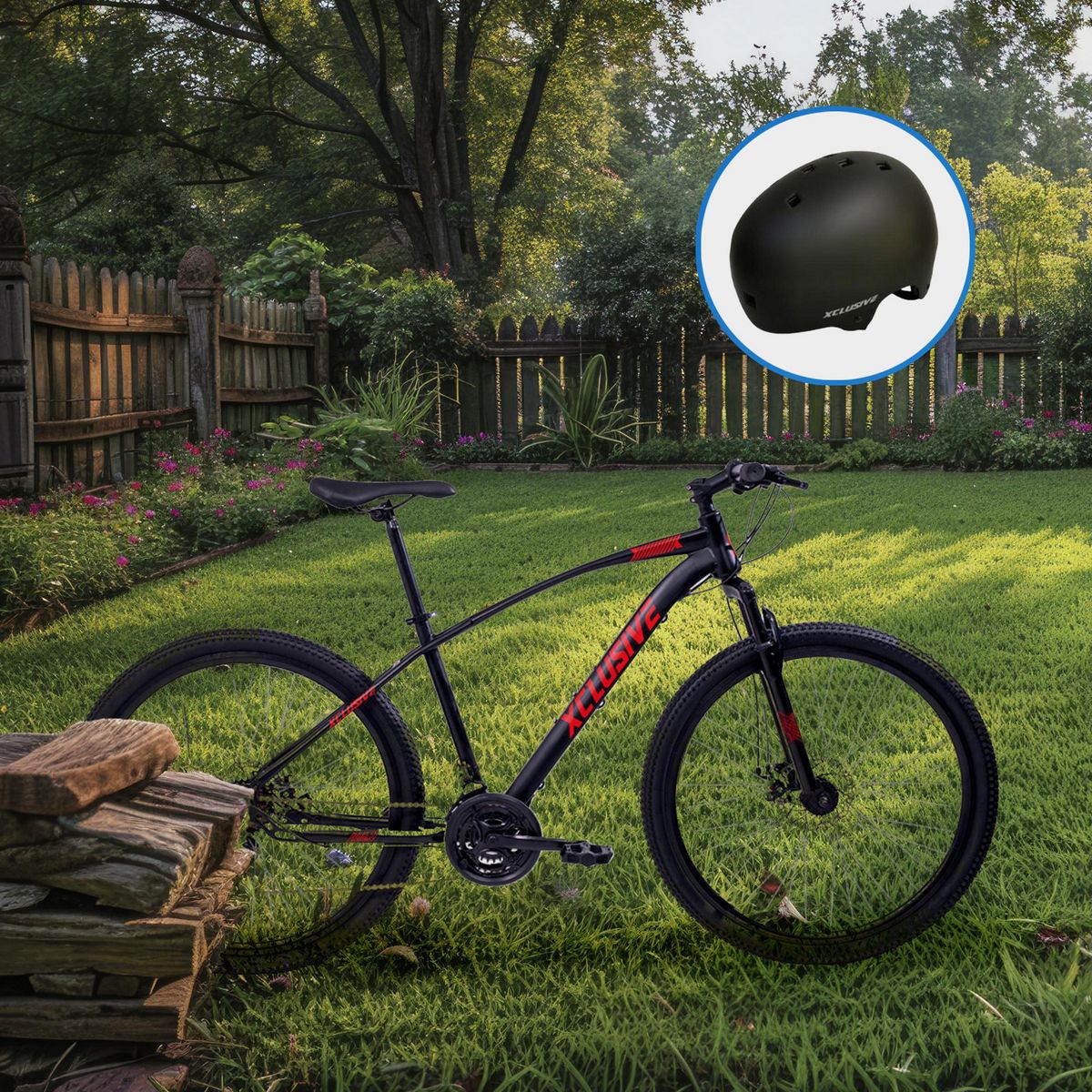 XCLUSIVE - Bicicleta de Acero Xclusive Aro 27 N/R + Cascos Xclusive Urbano Negro L