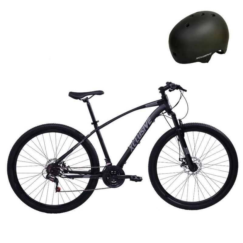 XCLUSIVE - Bicicleta Acero Xclusive Aro 29 Negra + Casco Urbano Negro M
