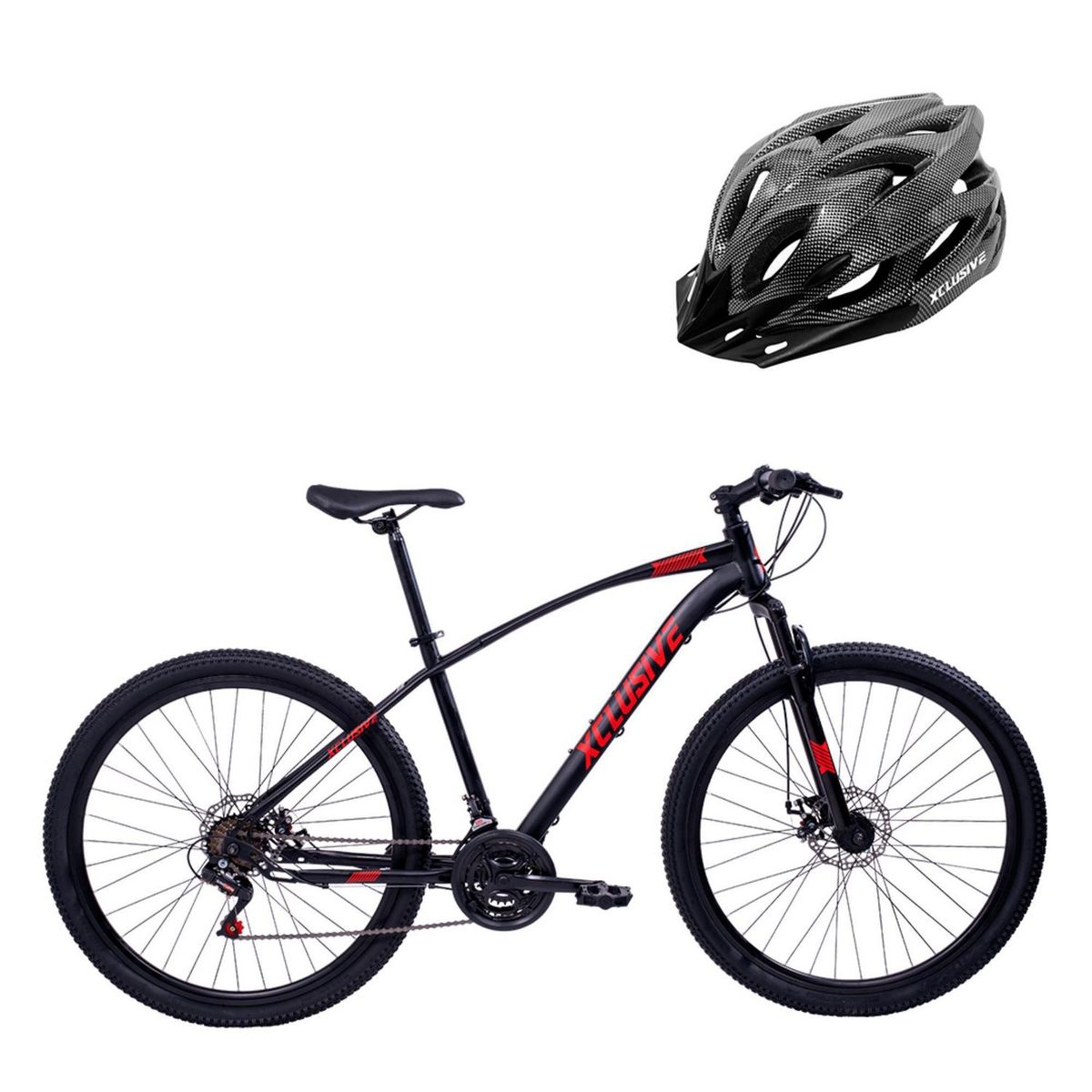 XCLUSIVE - Bicicleta de Acero Xclusive Aro 27 Nr Disco Mecánico + Casco Carbon L