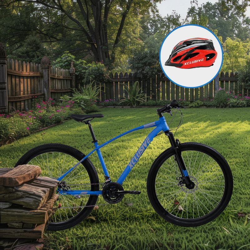 XCLUSIVE - Bicicleta Acero Xclusive Aro 29 Azul Disco Mecánico + Casco