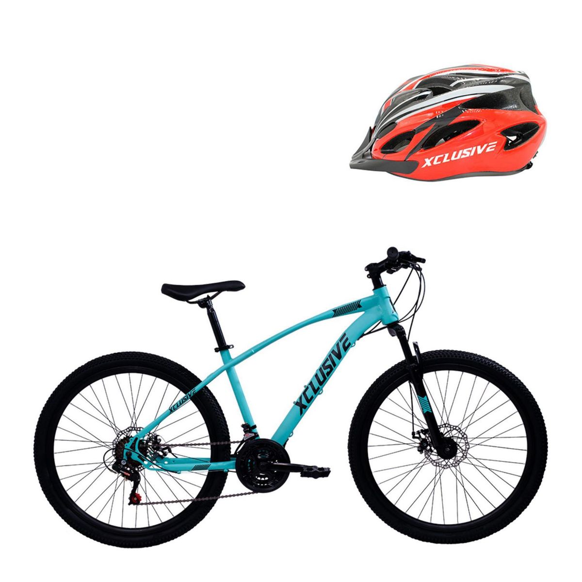 XCLUSIVE - Bicicleta de Acero Xclusive Aro 26 Tn Disco Mecánico + Casco Rojo L