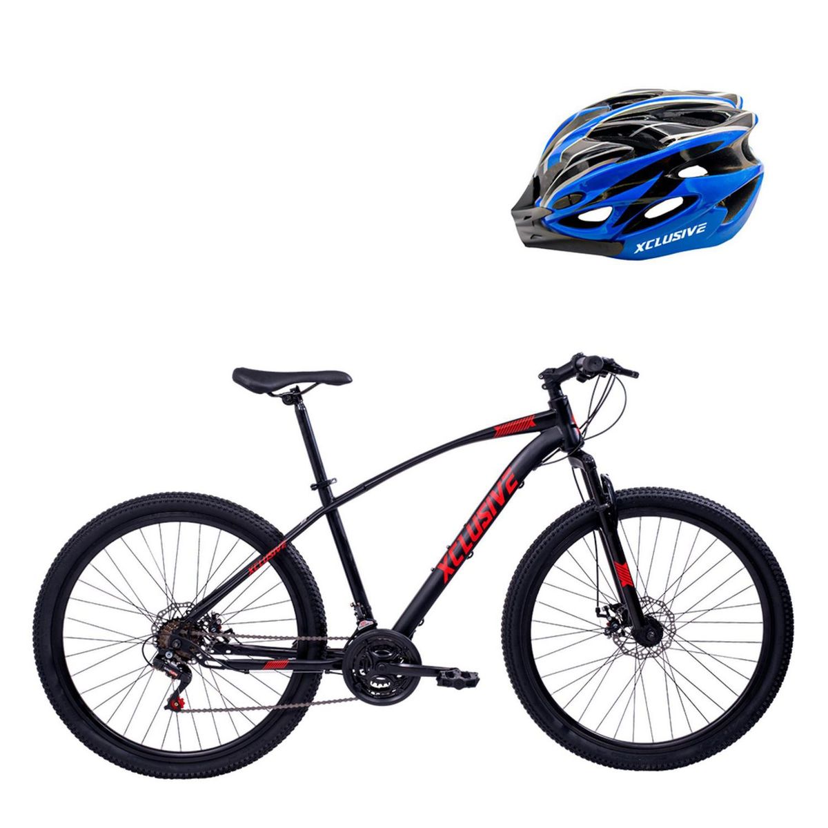 XCLUSIVE - Bicicleta de Acero Xclusive Aro 27 Nr Disco Mecánico + Casco Azul L
